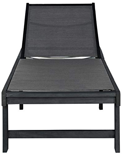 Safavieh PAT6708K Outdoor Collection Manteca Grey Lounge Chair, 0, Dark Slate Gray/Black