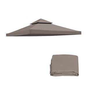 tgehap 10’x 10′ replacement canopy top cover for dual tier gazebo outdoor tent, cover only (taupe)