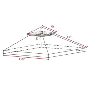 TGEHAP 10'x 10' Replacement Canopy Top Cover for Dual Tier Gazebo Outdoor Tent, Cover Only (Taupe)
