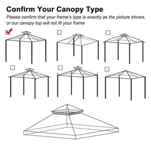 TGEHAP 10'x 10' Replacement Canopy Top Cover for Dual Tier Gazebo Outdoor Tent, Cover Only (Taupe)