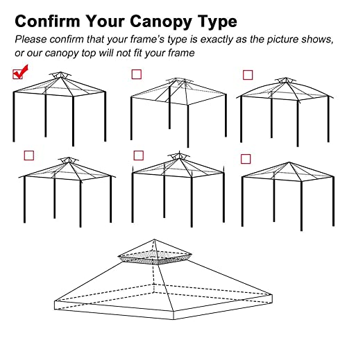 TGEHAP 10'x 10' Replacement Canopy Top Cover for Dual Tier Gazebo Outdoor Tent, Cover Only (Taupe)