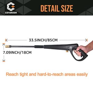 coyardor Pressure Washer Gun with Extension Wand & 5 Spray Nozzle Tips, M22-14mm & M22-15mm Fitting Replacement for Ryobi, Karcher, Powerstroke, Greenworks, Husky, Raptor Blast, Electric Power Washer