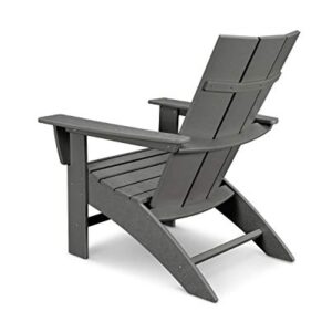 POLYWOOD Modern Curveback Adirondack Chair 5-Piece Conversation Set with Fire Pit Table