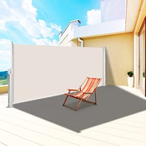 beige retractable 71”*118” awning–rugged full aluminum rust-proof; patio sunshine screen; privacy divider; wind screen. longer service life, suitable for courtyard, roof terraces and pools