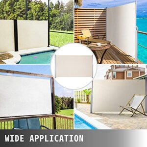 Beige Retractable 71''*118'' Awning--Rugged Full Aluminum Rust-Proof; Patio Sunshine Screen; Privacy Divider; Wind Screen. Longer Service Life, Suitable for Courtyard, Roof Terraces and Pools