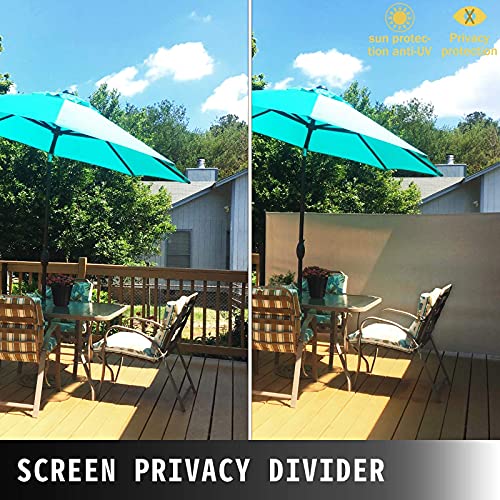 Beige Retractable 71''*118'' Awning--Rugged Full Aluminum Rust-Proof; Patio Sunshine Screen; Privacy Divider; Wind Screen. Longer Service Life, Suitable for Courtyard, Roof Terraces and Pools