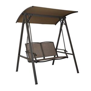 kozyard doris 2 person outdoor patio swing with breathable textilence seat (taupe)