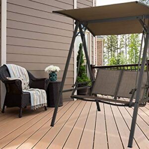 Kozyard Doris 2 Person Outdoor Patio Swing with Breathable Textilence Seat (Taupe)