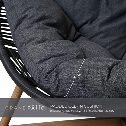 Grand patio Outdoor & Indoor Egg Chair, PE Rope Open Weave Stationary Conversation Chair Oversized Egg Basket Lounger Chair with Stand for Front Porch, Backyard, Living Room(Dark Grey, 1PC)