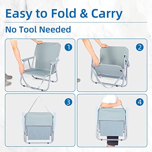 YSSOA Folding Beach Adults, Portable Heavy-Duty Lawn Chairs Made of High Strength 600D Oxford Fabric and Steel Frame for Outdoors, Camping, Picnic, BBQ, 1-Pack, Grey
