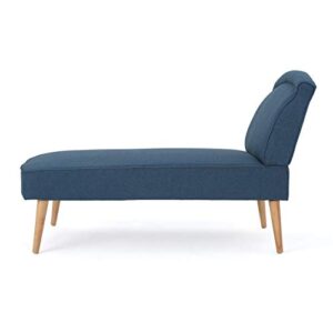 Christopher Knight Home Carisia Mid-Century Modern Fabric Chaise Lounge, Navy Blue / Natural