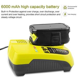 RB18L50 18V 6000mAh Lithium Battery Replacement for All Ryobi 18V Power Tools BPL-1815 BPL-1820G BPL1820 BPL18151 P102 P103 P105 P106 P107 P108 ABP1801 ABP1803 BCP1817/2SM BPP-1813 BPP-1817 (2 Packs)