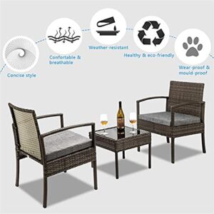 SAWQF in Stock 3 Piece Patio Furniture Set Wicker Rattan Outdoor Patio Conversation Set 2 Cushioned Chairs & End Table