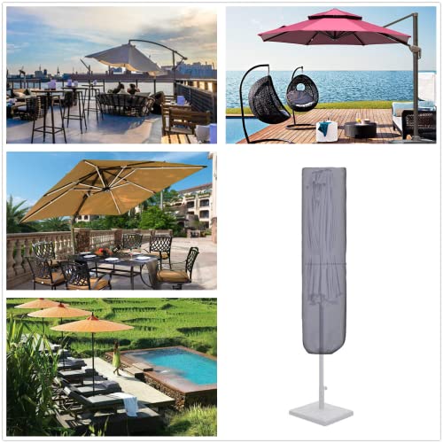 CoverFml Patio Umbrella Cover-420D Waterproof Rectangular Umbrella Cover-Fits Outdoor Market Parasol,Double Sided Umbrella