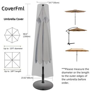 CoverFml Patio Umbrella Cover-420D Waterproof Rectangular Umbrella Cover-Fits Outdoor Market Parasol,Double Sided Umbrella