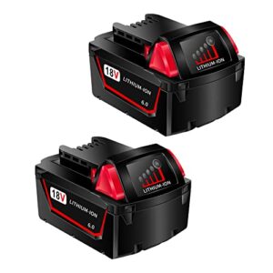 volt 1799 2pack 6.0ah m18 battery replacement for milwaukee 18v battery lithium 48-11-1850 48-11-1862 48-11-1840 48-11-1828 48-11-1815