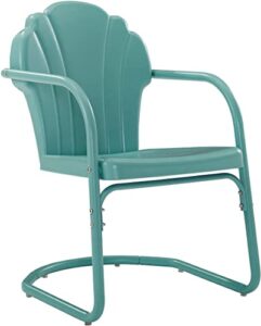 crosley furniture co1029-bl tulip retro outdoor metal 2-piece armchair set, pastel blue satin