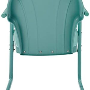 Crosley Furniture CO1029-BL Tulip Retro Outdoor Metal 2-Piece Armchair Set, Pastel Blue Satin