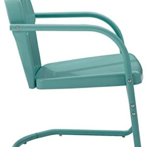 Crosley Furniture CO1029-BL Tulip Retro Outdoor Metal 2-Piece Armchair Set, Pastel Blue Satin