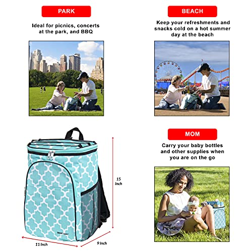 dbest products Ultra Compact Cooler Smart Cart Backpack Insulated Beach Bag Picnic Hiking Camping Leakproof Lunch Box for Women, Moroccan Tile