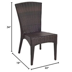 Safavieh Patio Collection New Port Wicker Stackable Outdoor Chairs, Brown, Set of 2