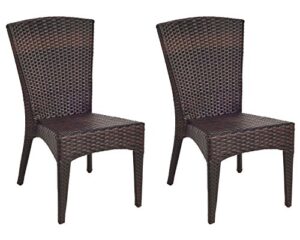 safavieh patio collection new port wicker stackable outdoor chairs, brown, set of 2