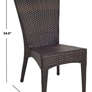 Safavieh Patio Collection New Port Wicker Stackable Outdoor Chairs, Brown, Set of 2