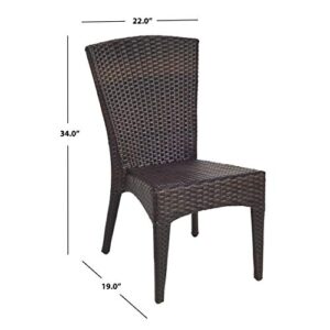 Safavieh Patio Collection New Port Wicker Stackable Outdoor Chairs, Brown, Set of 2