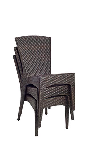 Safavieh Patio Collection New Port Wicker Stackable Outdoor Chairs, Brown, Set of 2
