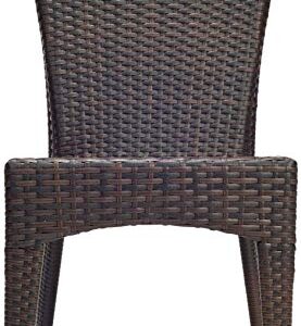 Safavieh Patio Collection New Port Wicker Stackable Outdoor Chairs, Brown, Set of 2