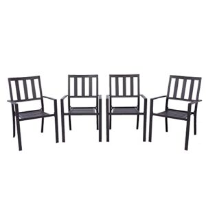 sailary stackable patio dining chairs, outdoor metal chairs with armrest support 325lbs, set of 4…