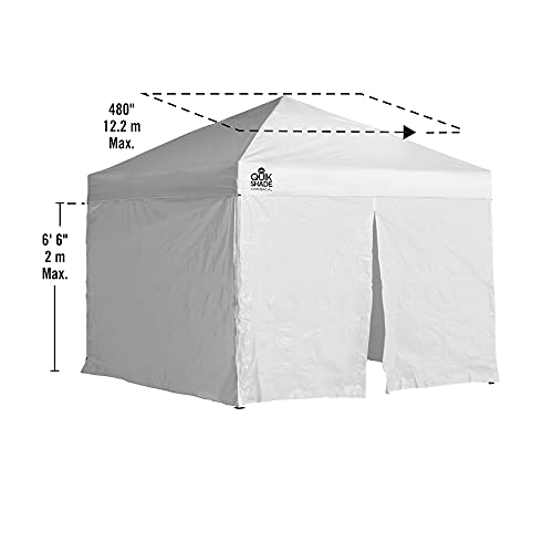 Quik Shade 10' x 10' Instant Canopy Wall Panel Accessory Set for WE100/C100/SX100 Canopies with Zipper Entry, White