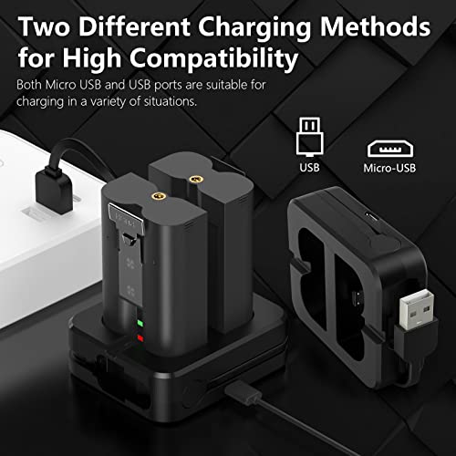 2 Packs 6040mAh 3.65V Lithium-Ion Rechargeable Battery and USB Charging Station Compatible with Ring, for Video Doorbell 2/3/4 and Spotlight Cam Battery(Not for Spotlight Pro/Plus,Stick Up Cam)