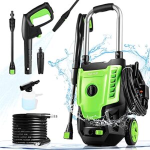 electric pressure washer power cleaner – sy3200 suyncll 2.5 gpm power washer 1800w high pressure car cleaner with all-in-one spray nozzles, 20 ft hose & 35 ft wire, csa compliant, green