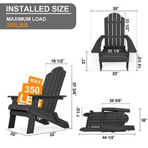 Folding Adirondack Chair Weather Resistant Plastic Fire Pit Chairs Adorondic Plastic Outdoor Chairs for Firepit Area Seating Lifetime