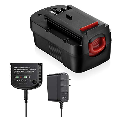 18V Battery & Charger 3.7Ah HPB18 for Black and Decker 18V 244760-00 A1718 FS18FL FSB18 Firestorm + 90571729-01 Multi-Volt Output Battery Charger for Black & Decker 9.6-18V Batteries