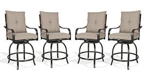 ulax furniture outdoor swivel counter stools patio bar chairs with 100% olefin cushion (set of 4)