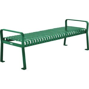 Global Industrial 96" L Outdoor Steel Slat Park Bench Without Back, Green