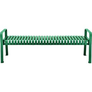Global Industrial 96" L Outdoor Steel Slat Park Bench Without Back, Green