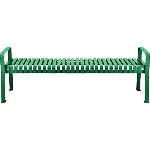 Global Industrial 96" L Outdoor Steel Slat Park Bench Without Back, Green