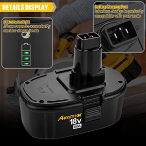 Ahomtikk 2Pack 6.0Ah Lithium-Ion Battery Replacement for Dewalt 18V XRP Battery DC9096 DC9098 DC9099 DE9096 DE9095 DW9096 DW9098 DW9095 DC9182 Dewalt 18V Batteries