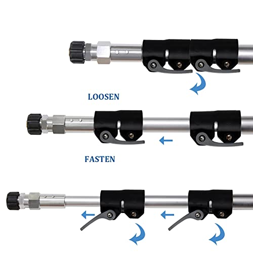 Biswing Commercial Grade Telescoping Pressure Washer Wand for Pressure Washers with Belt, Gutter Cleaner Attachments & 5 Nozzle Tips, 4000 PSI