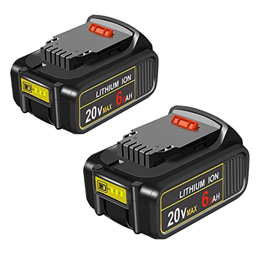 Amityke Compatible with Dewalt 6.0Ah 20V Battery 2Pack Replacement for Dewalt 20V Batteries DCB205 DCB206 DCB204 DCB200 (Yellow)