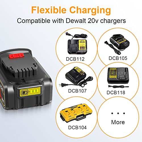 Amityke Compatible with Dewalt 6.0Ah 20V Battery 2Pack Replacement for Dewalt 20V Batteries DCB205 DCB206 DCB204 DCB200 (Yellow)