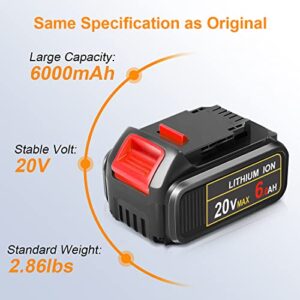 Amityke Compatible with Dewalt 6.0Ah 20V Battery 2Pack Replacement for Dewalt 20V Batteries DCB205 DCB206 DCB204 DCB200 (Yellow)