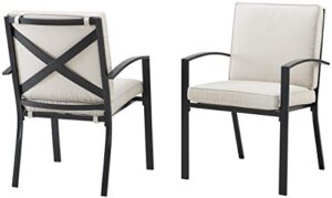 crosley furniture ko60025bz-ol kaplan outdoor metal dining chairs, set of 2, oiled bronze with oatmeal cushions