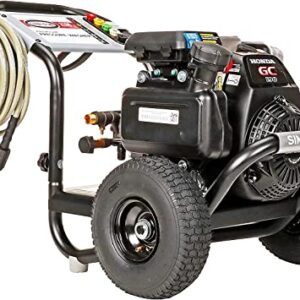 SIMPSON Cleaning MSH3125 MegaShot 3200 PSI Gas Pressure Washer, 2.5 GPM, Honda GC190 Engine, Includes Spray Gun and Extension Wand, 5 QC Nozzle Tips, 1/4-in. x 25-ft. MorFlex Hose, (49-State), Black