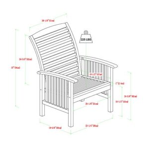 Walker Edison Rendezvous Modern 3 Piece Solid Acacia Wood Slat Back Outdoor Chair and Side Table Set, Set of 3, Grey Wash