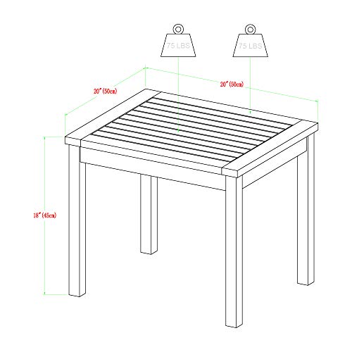 Walker Edison Rendezvous Modern 3 Piece Solid Acacia Wood Slat Back Outdoor Chair and Side Table Set, Set of 3, Grey Wash