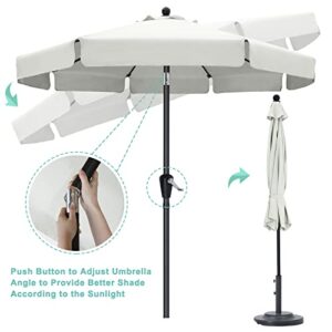 HLong 9FT Outdoor Patio Umbrella,Market Table Umbrella with Valance,Push Button Tilt and Crank,8 Ribs,Light Beige